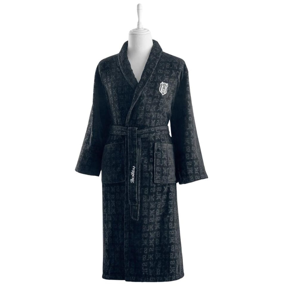 Taç Lisanslı Beşiktaş Jakar Pamuk M Yetişkin Bornoz Siyah