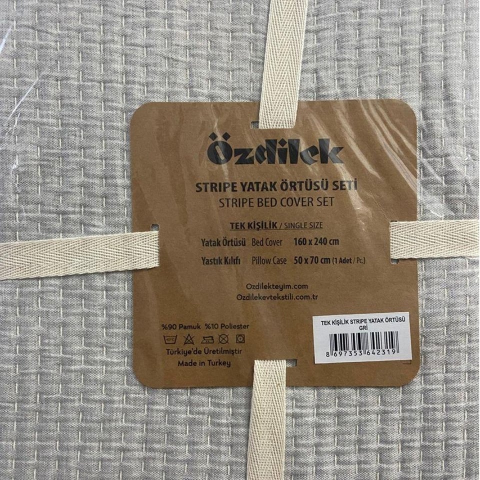Özdilek Yatak Örtüsü Stripe Gri Tek Kişilik