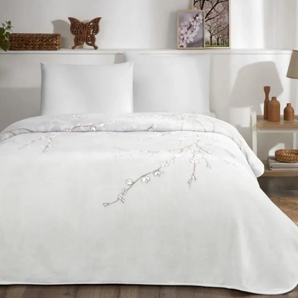 Özdilek Battaniye Prime Whıte Sakura Çift Kişilik