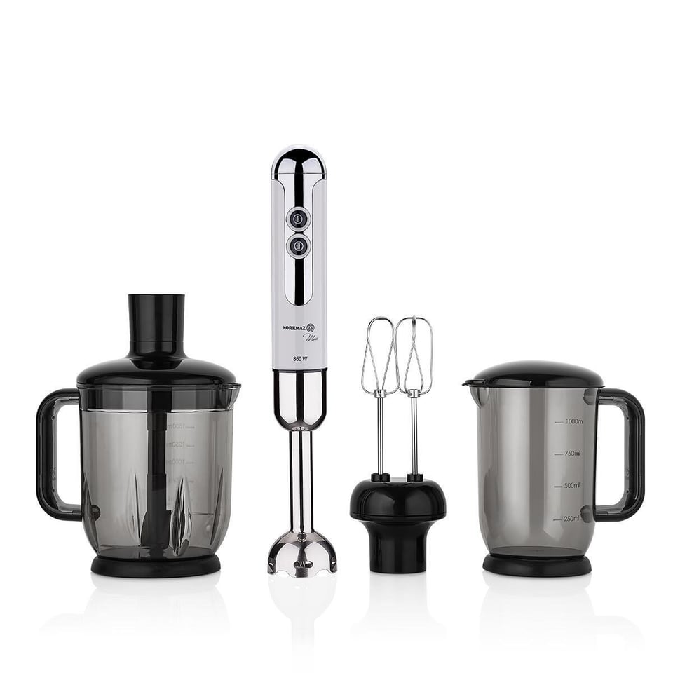 Korkmaz A447-14 Mia Mega Blender Set Vanilya/Krom