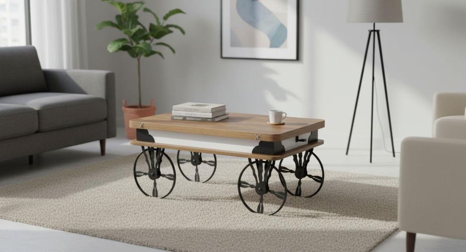 Tekerlekli Ada Sehpa Amalfi Ceviz/Beyaz  TA-9523 