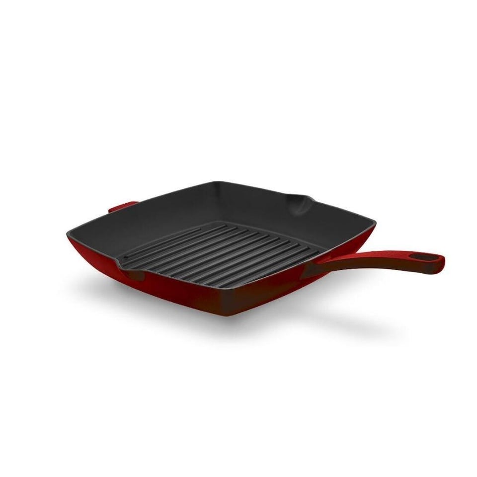 Korkmaz A2848-1 Casta Kare Grıll Döküm Tava 30x30 Kırmızı