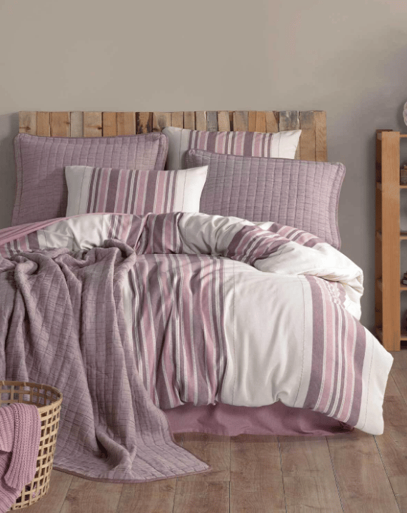 ELART NEVRESİMLİ NATUREL STYLE ÇİFT K. GÜL K. YATAK SETİ