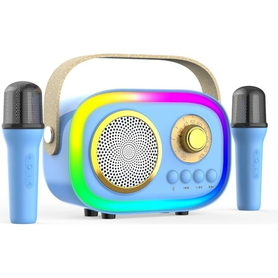 JHY K5 2 Mikrofonlu Bluetooth Kareoke Mavi