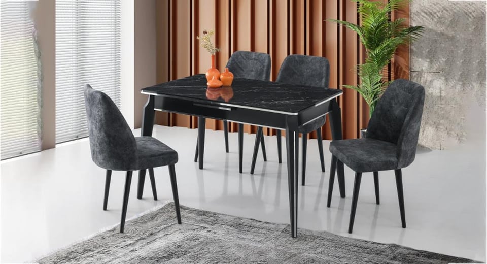 Star Masa Takımı (ST-983 Star Masa Bendir/4 Ad.DS-527 Dallas Sandalye D-12)