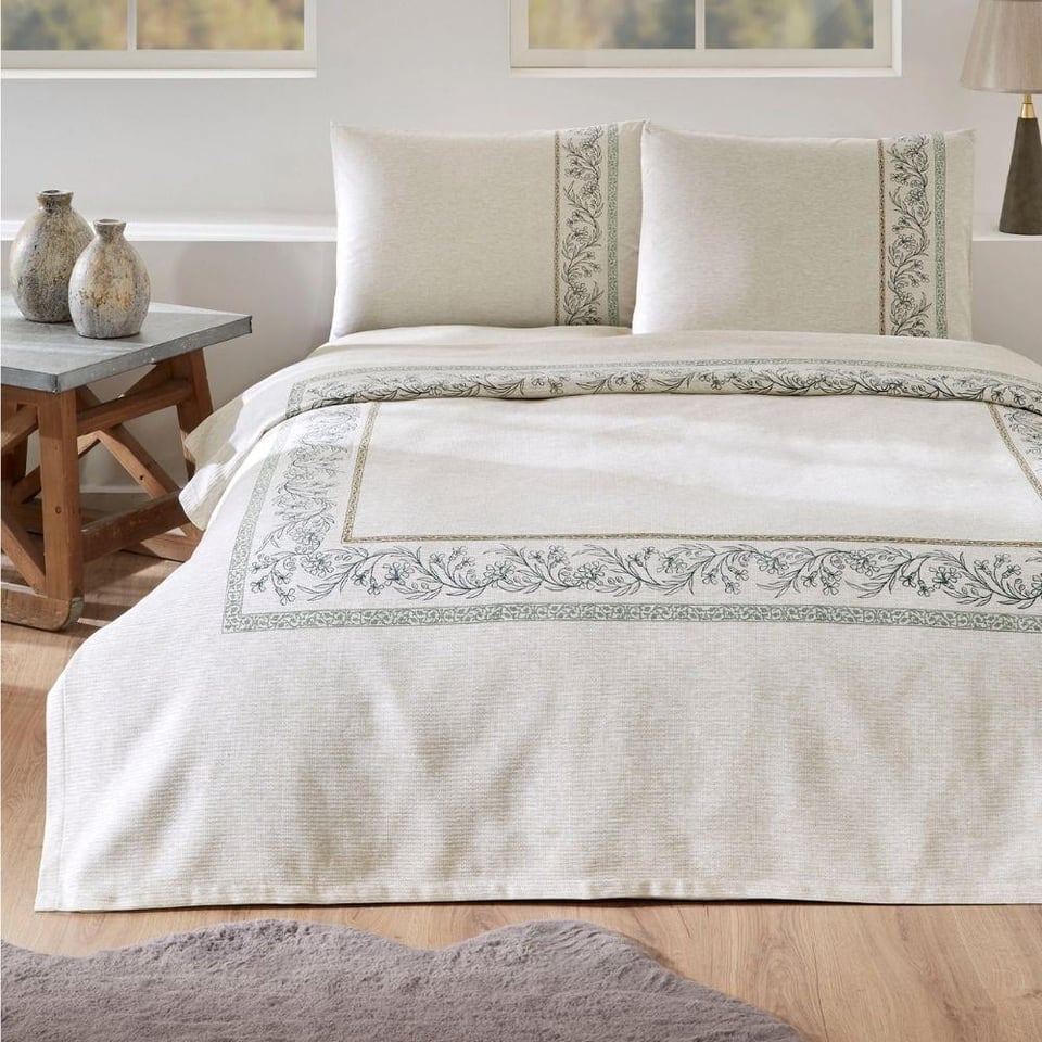 Özdilek Bordado Çift Kişilik Pike Takımı Krem