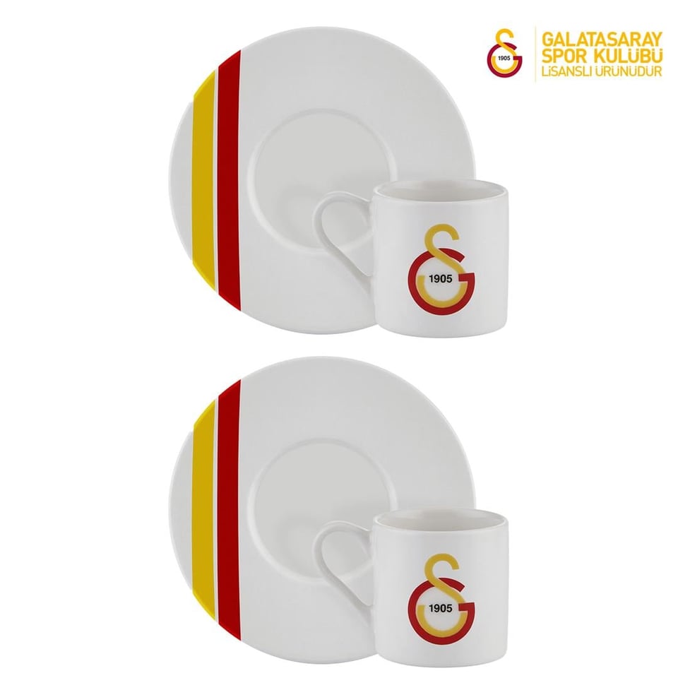 Neva N3475 Galatasaray Lisanslı Çizgili 2'li Kahve Fincan Takımı