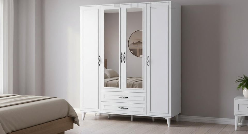 Sedef 4 Kapılı Gardırop Beyaz
