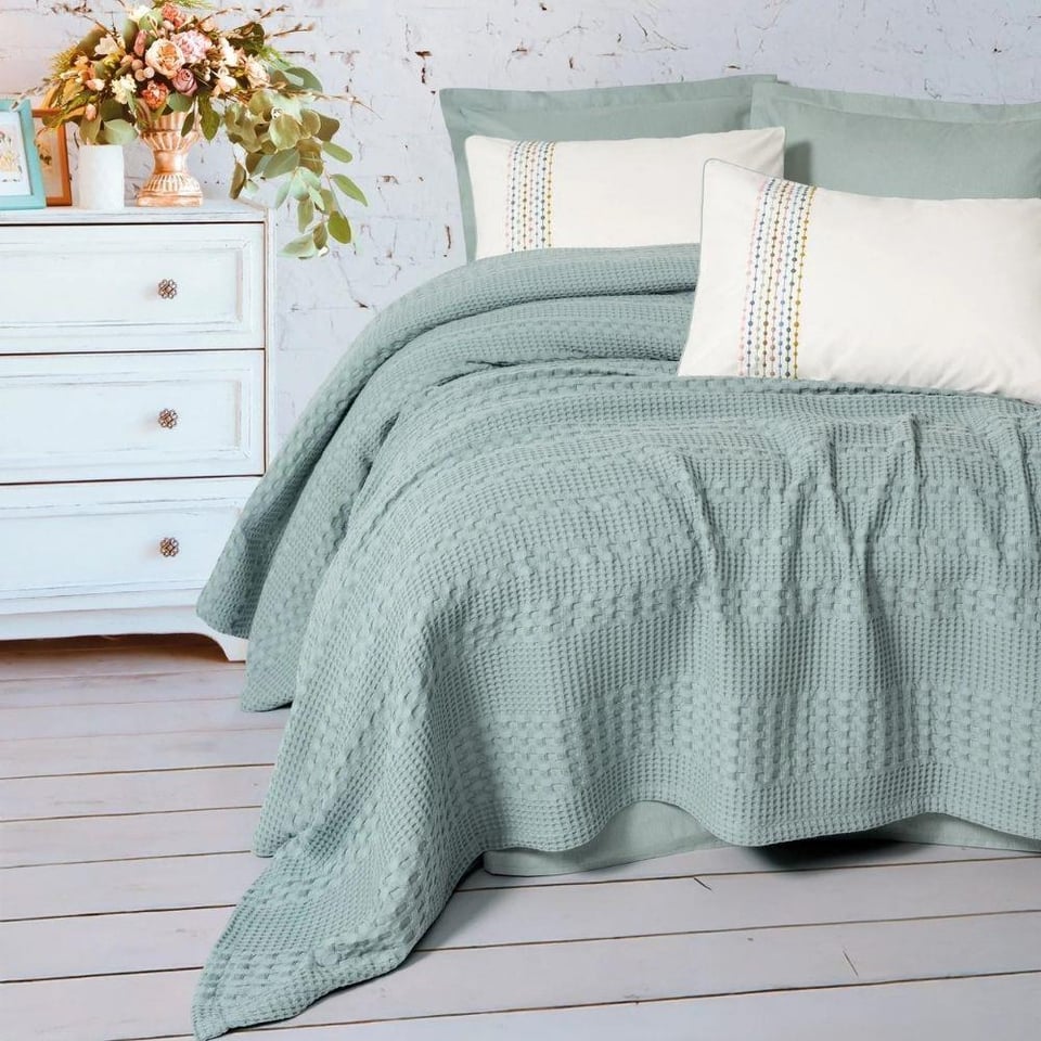 Cotton Box Aura Tek Kişilik Pike Takımı Pebble Mint