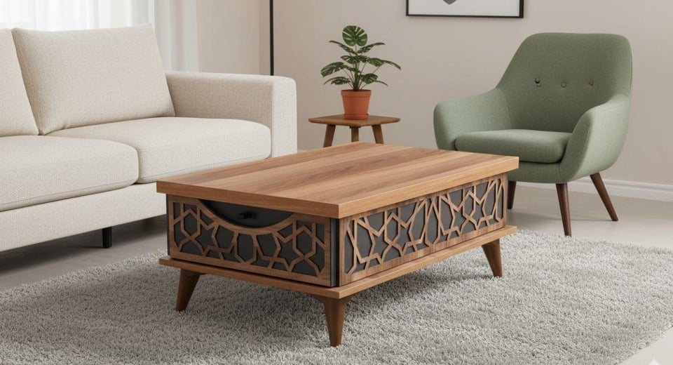 Ada Çekmeceli Sihirli Sehpa Ceviz/Antrasit  AC-9501