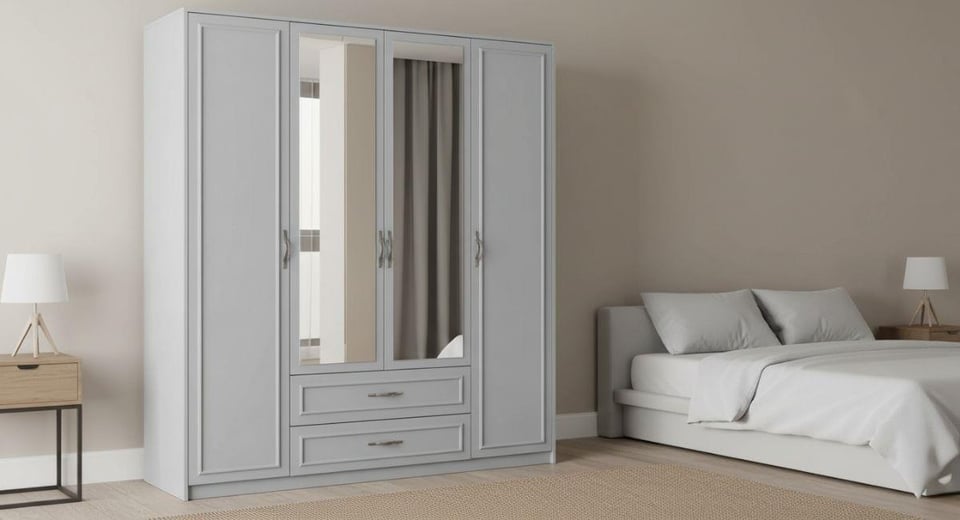 Sahra 4 Kapılı Gardırop Parlak Sedef