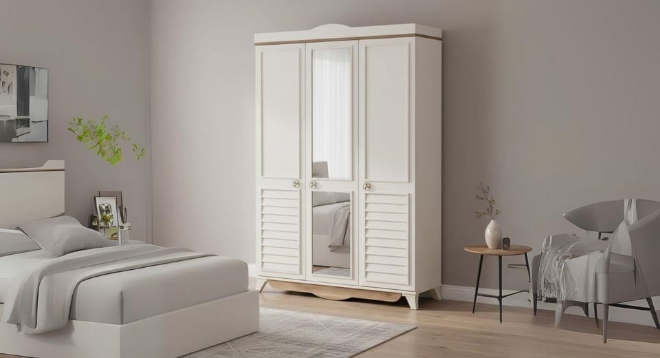 DM133 Irmak 3 Kapılı Aynalı Panjurlu Gardırop