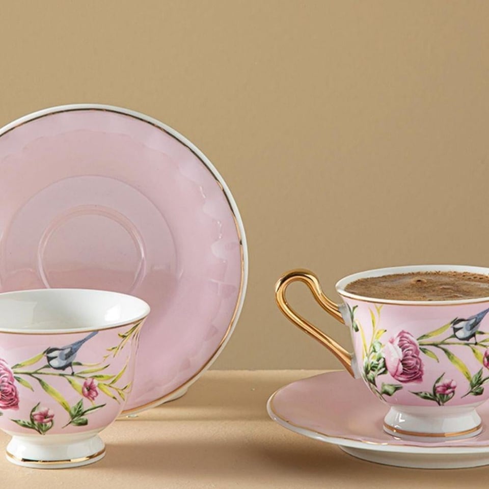 Englısh Home Vanilla Kahve Fincan Takımı Açık Pembe 90 ml 2 kişilik