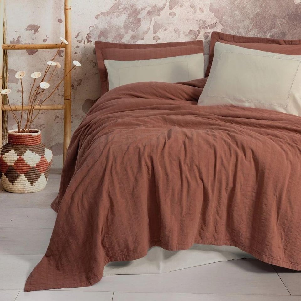 Cotton Box Natura Çift Kişilik Yatak Örtüsü/Pike Takımı Vilo Kiremit