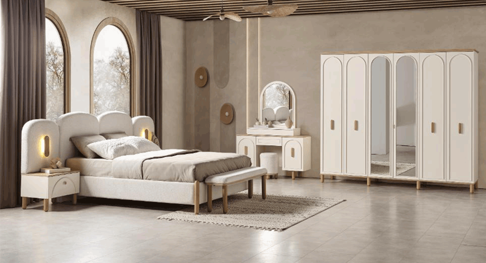 Bohemstar 6 Kapaklı Lüxs Başlıklı Yatak Odası Takımı (Karyolasız)