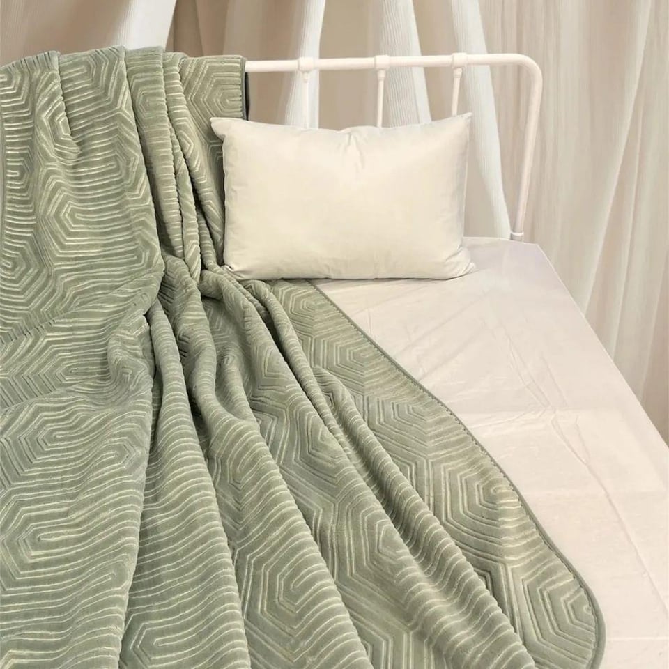 Özdilek Trendy Art Deco Açık Yeşil Tek Kişilik Battaniye