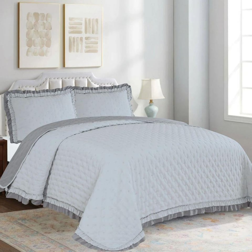 Daintyhome Lara Çift Kişilik  Yatak Örtüsü Takımı Gri