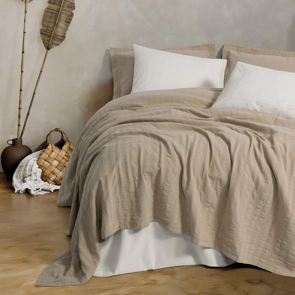 Cotton Box Natura Çift Kişilik Yatak Örtüsü/Pike Takımı Vilo Bej