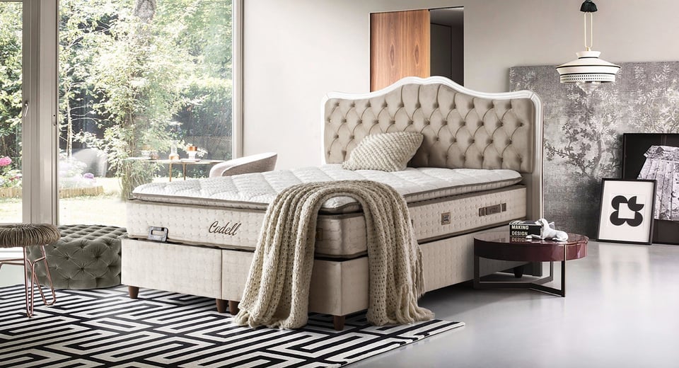 Codell Plus 160'lık Baza,Başlık,Yatak Set (İst-22 Kahve)