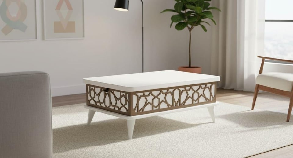 AS-9493 Ada Sihirli Sehpa Beyaz/Beyaz