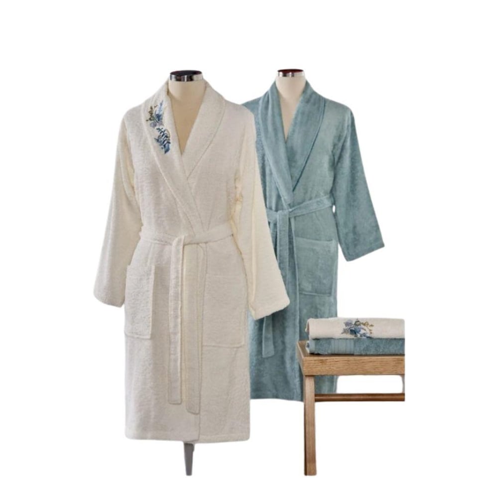 Taç Soft Bamboo Aile Seti Darla Ekru Mavi