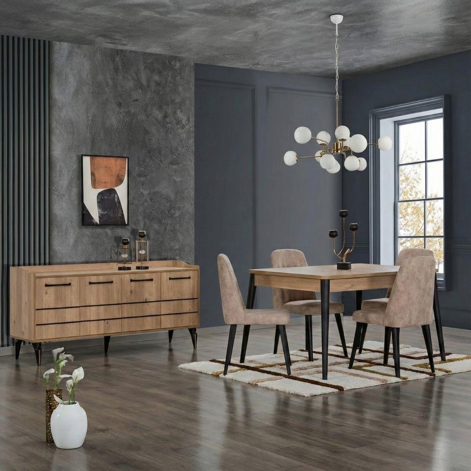 Yemek Odası Takımı Dardason Akasya Ünitesiz Yemek odası Takımı 6 Sandalye Meşe  (6010 Gözde Sandalye)