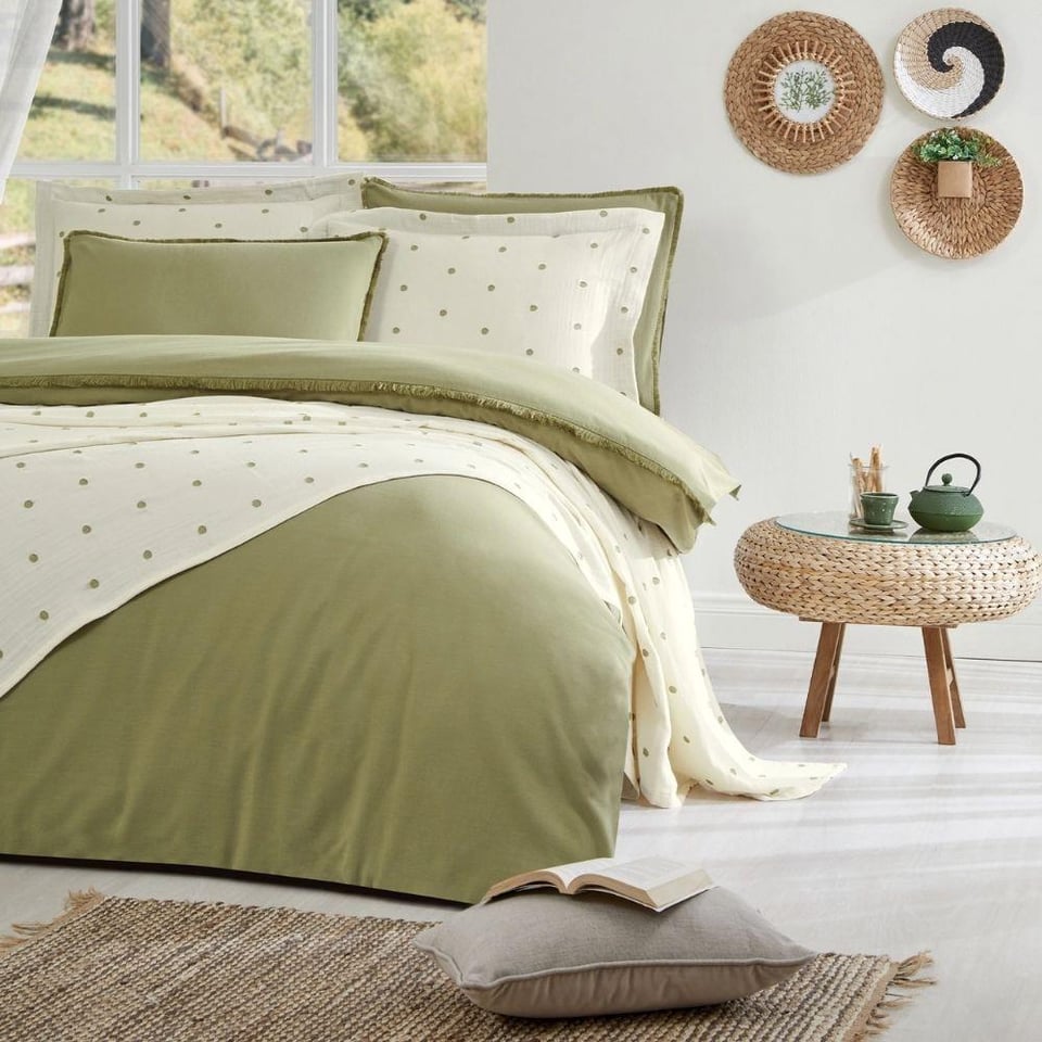 Özdilek Gelin Seti Yatak Örtüsü Point Yeşil
