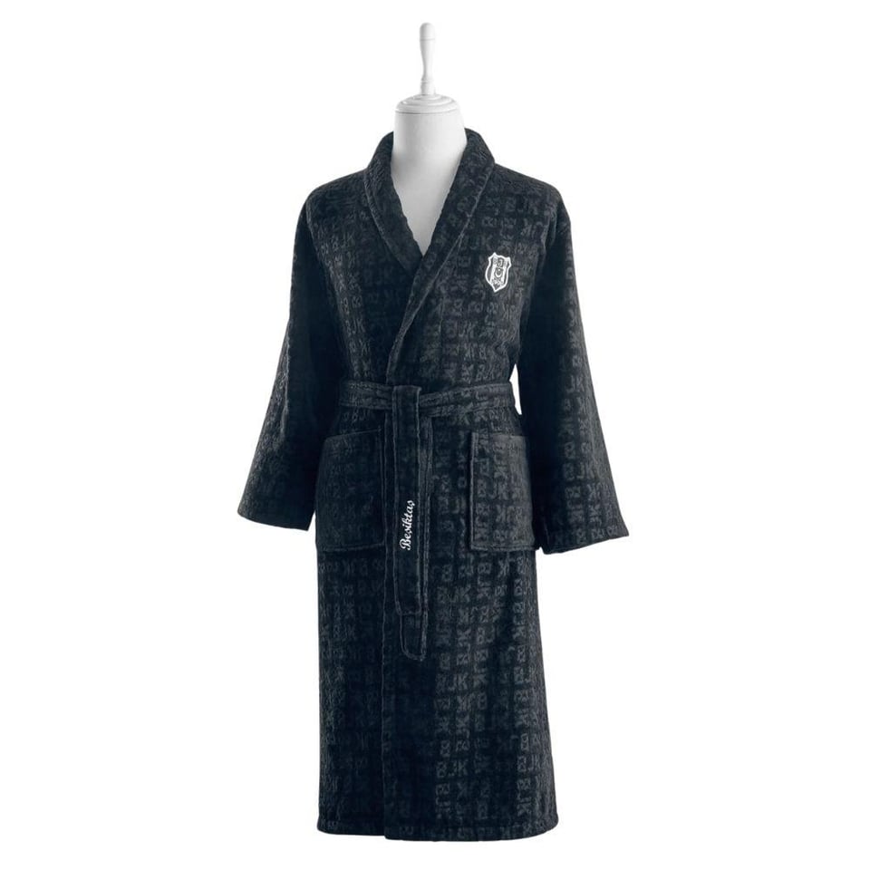 Taç Lisanslı Beşiktaş Jakar Pamuk S Yetişkin Bornoz Siyah