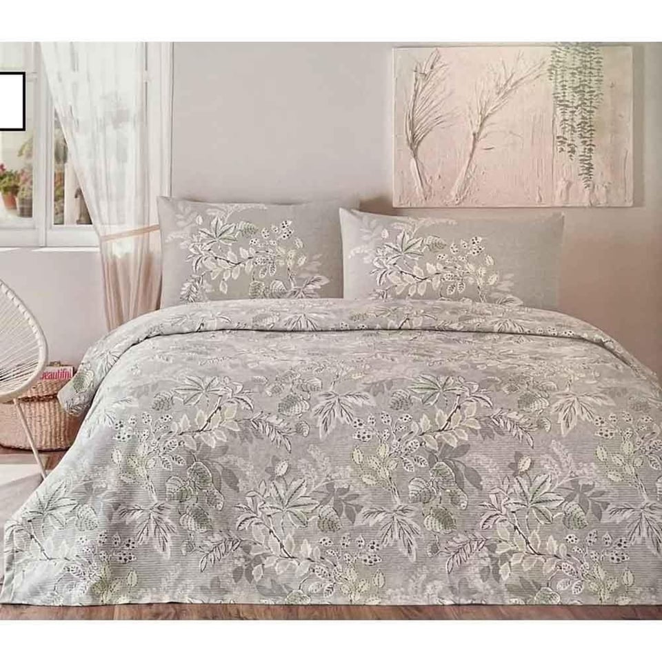 Özdilek Green Leaf Çift Kişilik Pike Takımı Ranforce Yeşil