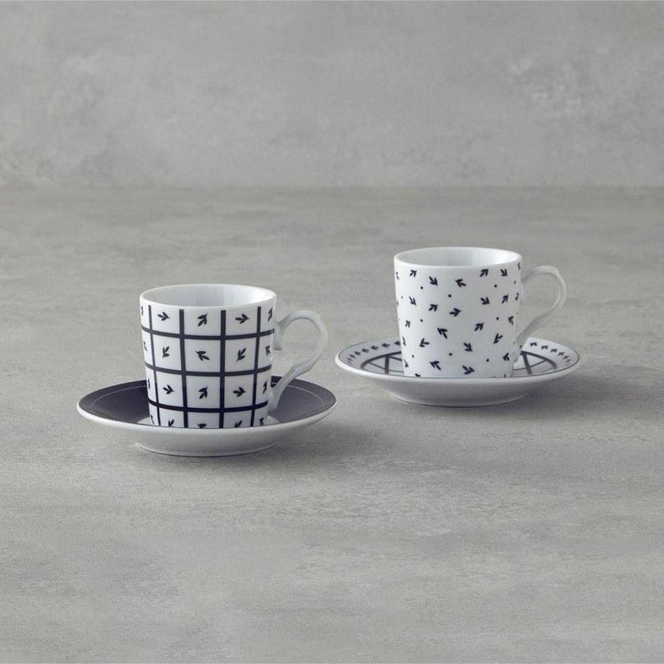 Englısh Home Mika Kahve Fincan Takımı 80 ml Siyah 2 Kişilik