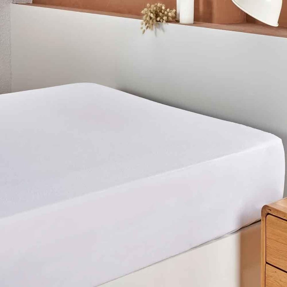 Taç Easy Pamuk Çift Kişilik Sıvı Geçirmez Yatak Alezi Beyaz