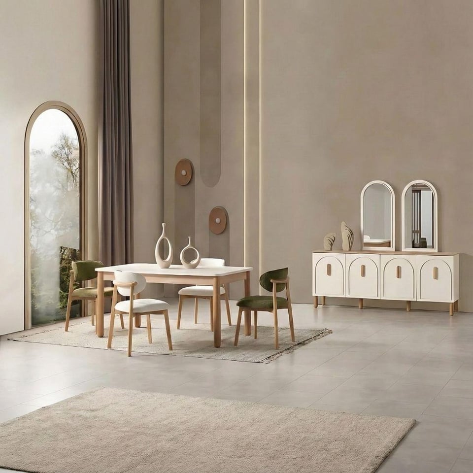 Yemek Odası Takımı Bismot Mobilya Bohemstar Ünitesiz Yemek Odası Takımı 6 Sandalyeli(4 Ayaklı Masa)