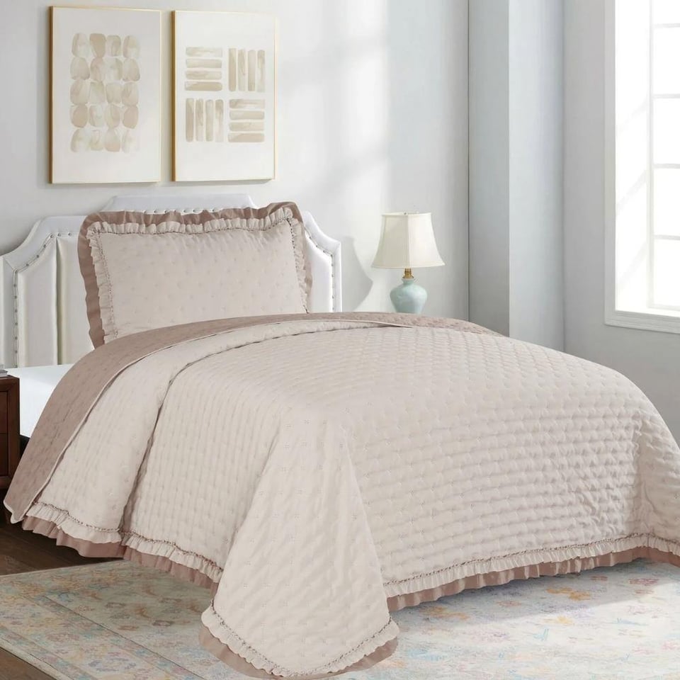 Daintyhome Lara Tek Kişilik  Yatak Örtüsü Takımı  Bej