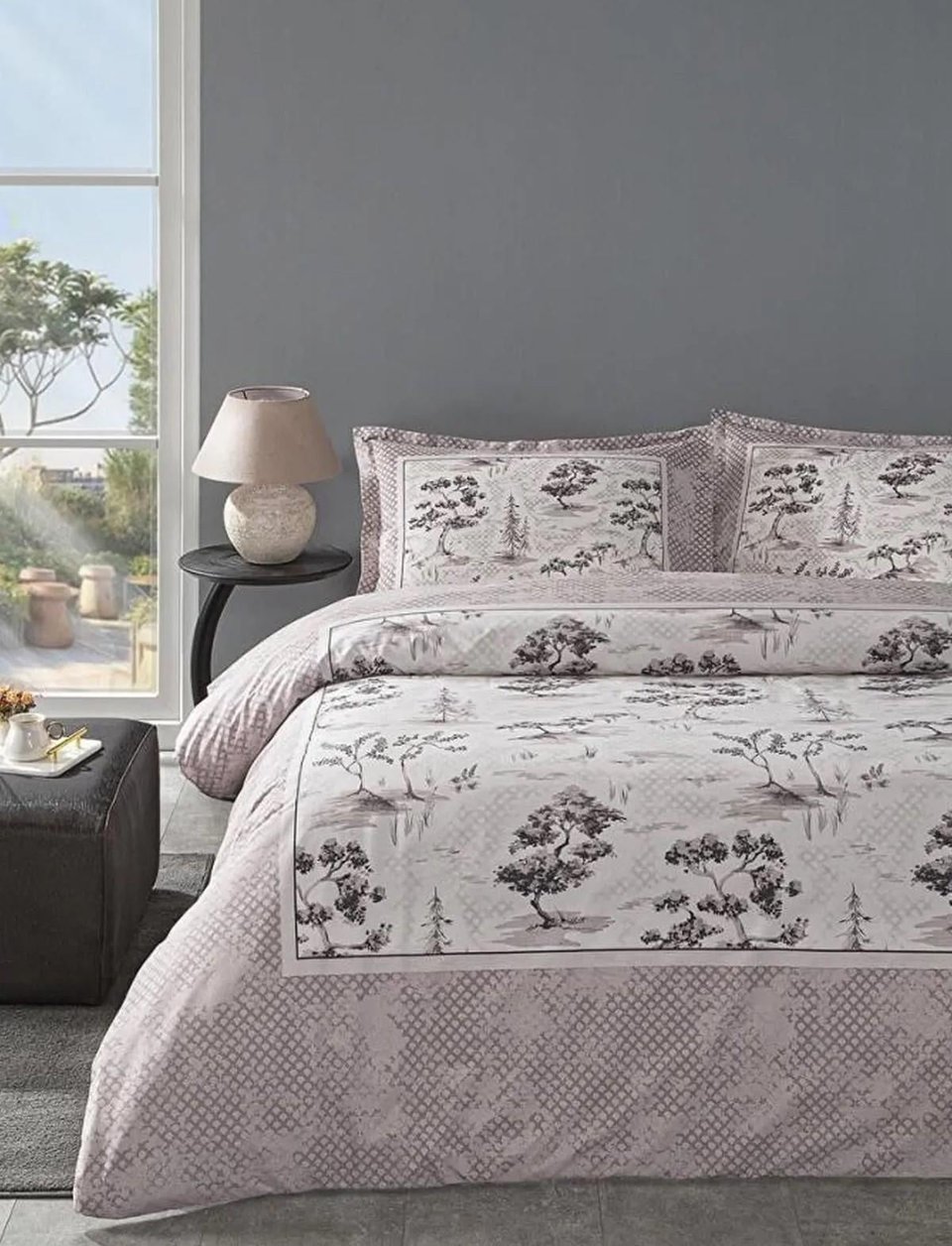 ÖZDİLEK RF PUDRA TOILE DE JOUY ÇİFT KİŞİLİK NEVRESİM TAKIMI