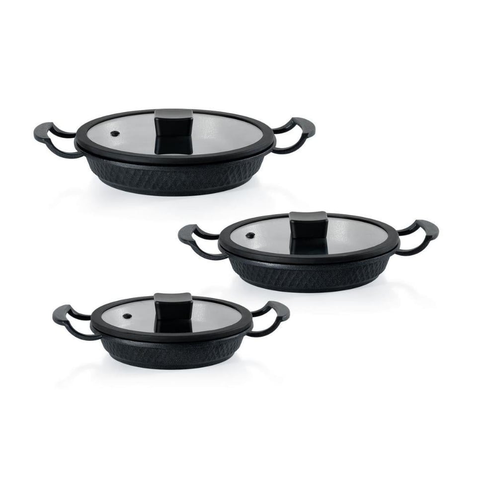 Schafer 1S2825-06002-SIY01 Hektor 3 lü Döküm Sahan Seti 6 Parça-Siyah