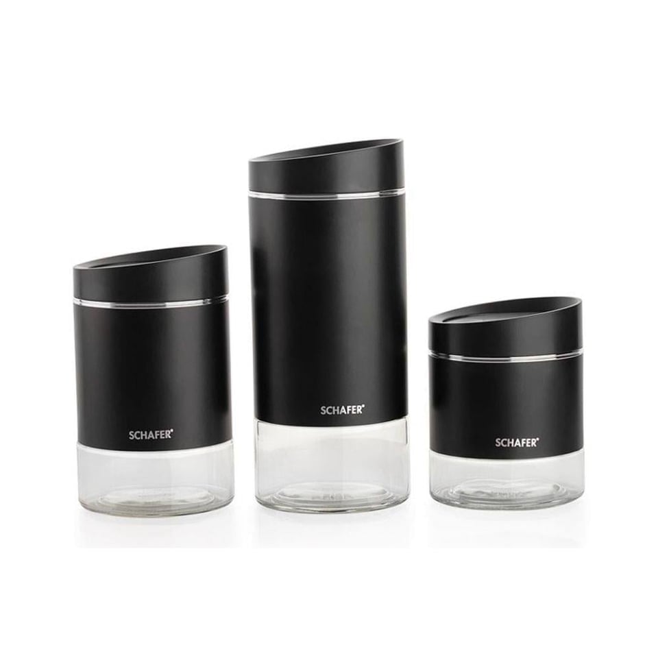 Schafer 1S6475-05002-SIY01 Silver Touch 3 Boy Kavanoz Seti-Siyah