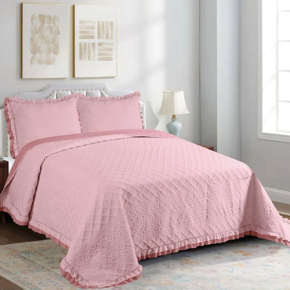 Daintyhome Sara Çift Kişilik Yatak Örtüsü Takımı Pudra