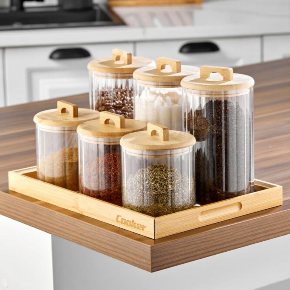 Baharat Takımları Cooker Cooker CKR3830 6 Parça Borosilikat Cam Baharat Takımı