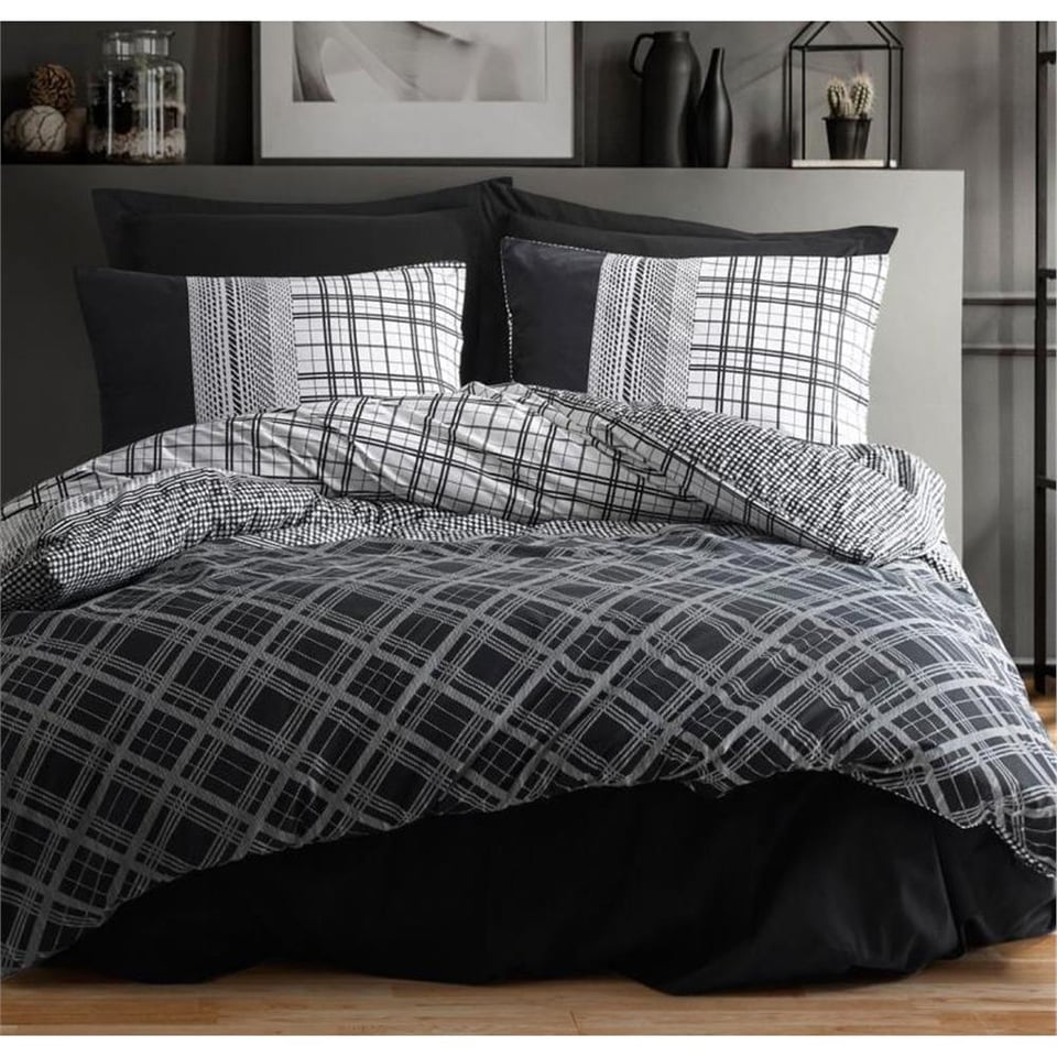 Cotton Box masculine Carlos siyah Rnf Çift Kişilik Antrasit Nevresim Takımı