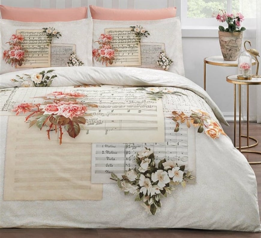 Özdilek Rf Love Melody Krem Çift Kişilik  Nevresim Takımı  8697353495700