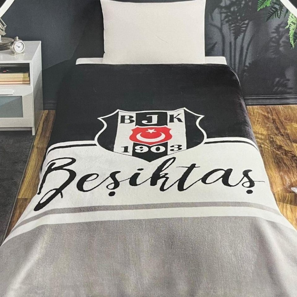 Taç Lisanslı Battaniye Beşiktaş Kara Kartal Tek Kişilik