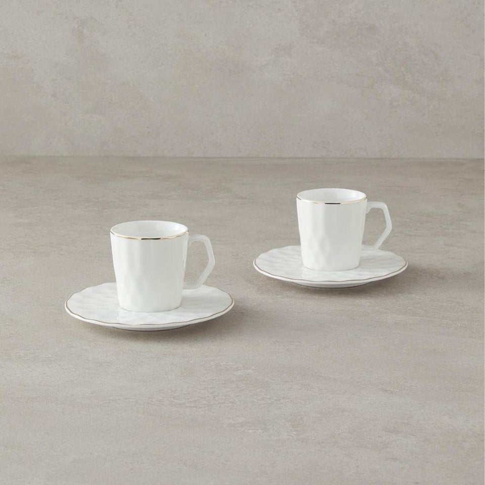 Englısh Home Hestia Kahve Fincan Takımı 80 ml Beyaz 2 Kişilik