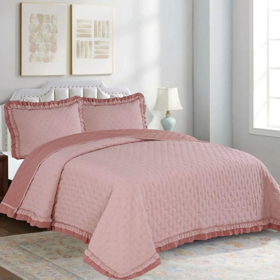 Daintyhome Lara Çift Kişilik  Yatak Örtüsü Takımı Pudra