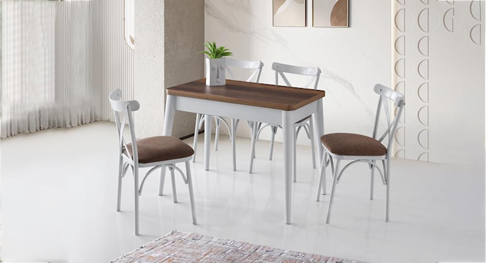 Dolunay Masa Takımı (DO-1282 Dolunay Masa Barok/4 Ad.ES-293 Ekol Sandalye V-12)