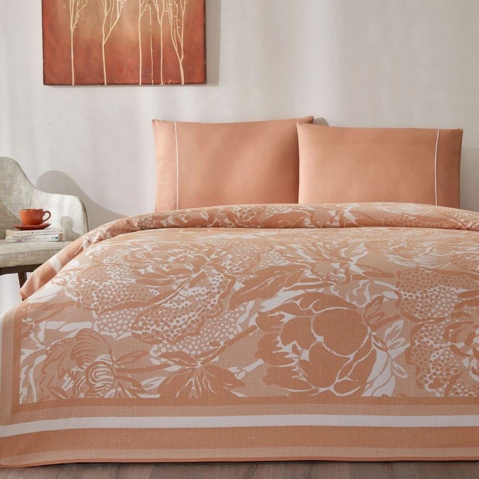 Taç Jakar Idore Çift Kişilik Pike Takımı Somon