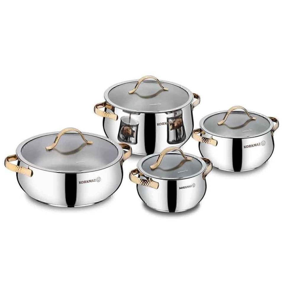 Korkmaz A1964-1 Samara 8 Parça Tencere Seti Gold