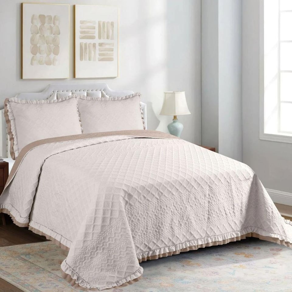 Daintyhome Sara Çift Kişilik Yatak Örtüsü Takımı Bej