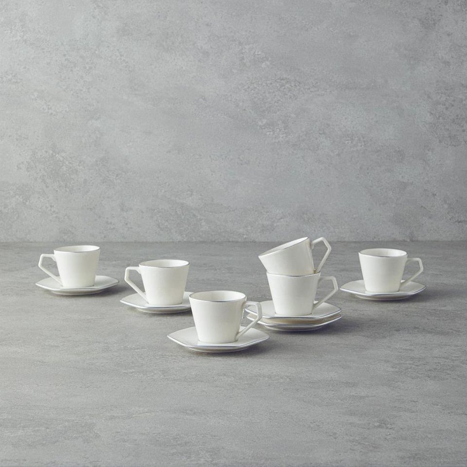 Fincan / Kupa Englısh Home English Home Marlin 12 Parça Kahve Fincan Takımı Platin