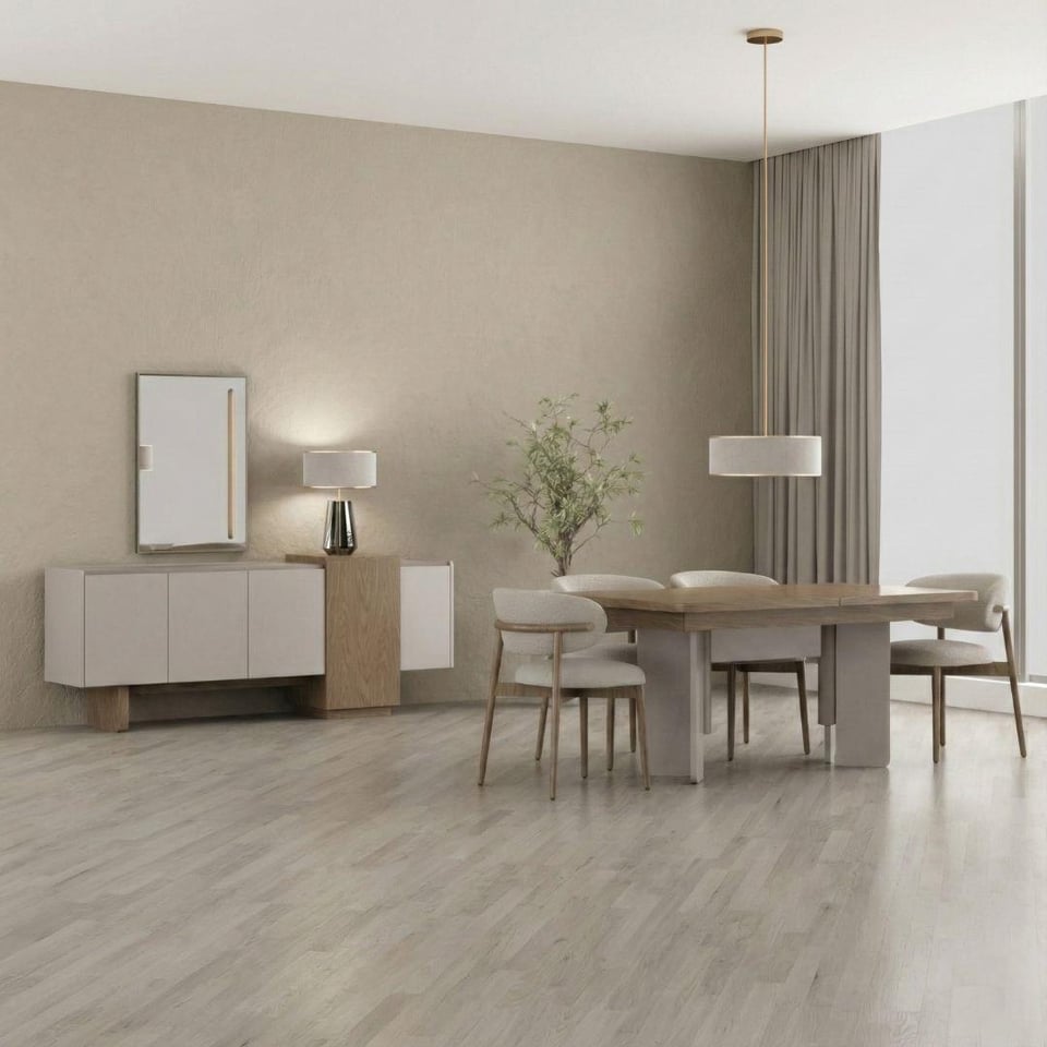 Yemek Odası Takımı Bismot Mobilya Kona Ünitesiz Yemek Odası Takımı Aynalı 6 Sandalyeli Krem