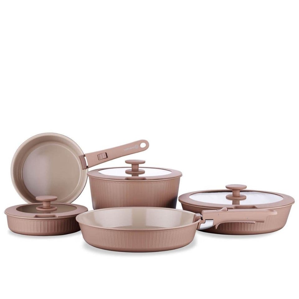 Çelik Tencereler Korkmaz Züccaciye Korkmaz A2791-1 Nova Pratika 10 Parça Tencere Seti Mocha